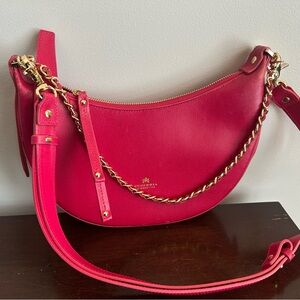 Cuoieria Fiorentina Half Moon Eva Hobo bag in fuchsia leather Flaws Italy